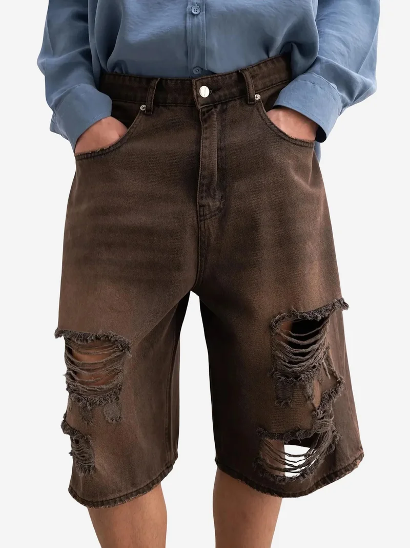 جيستو GIESTO Destroyed Denim Shorts